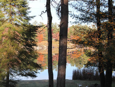 Photo of view of lake in the fall.