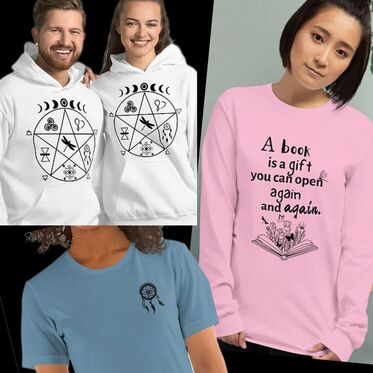 images of girls in t-shirts and hoodies with sky watcher symbols